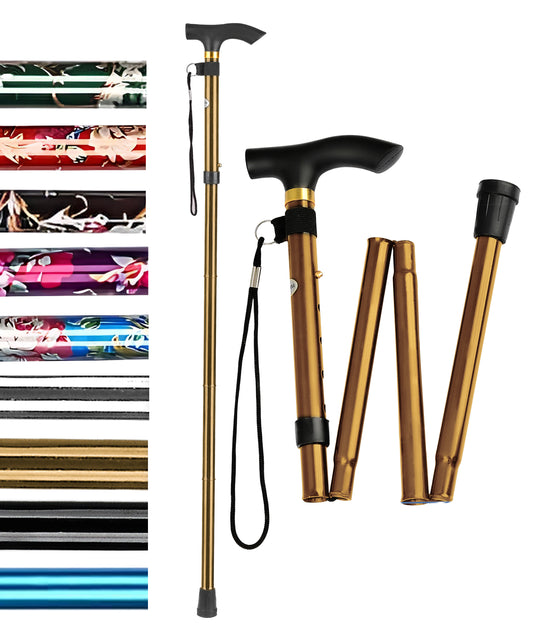 Foldable Walking Stick Golden Color- For men Women