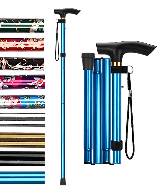 Foldable Pure Blue Walking Stick – Lightweight for Men & Women