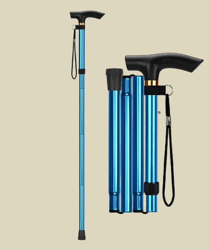Foldable Pure Blue Walking Stick – Lightweight for Men & Women
