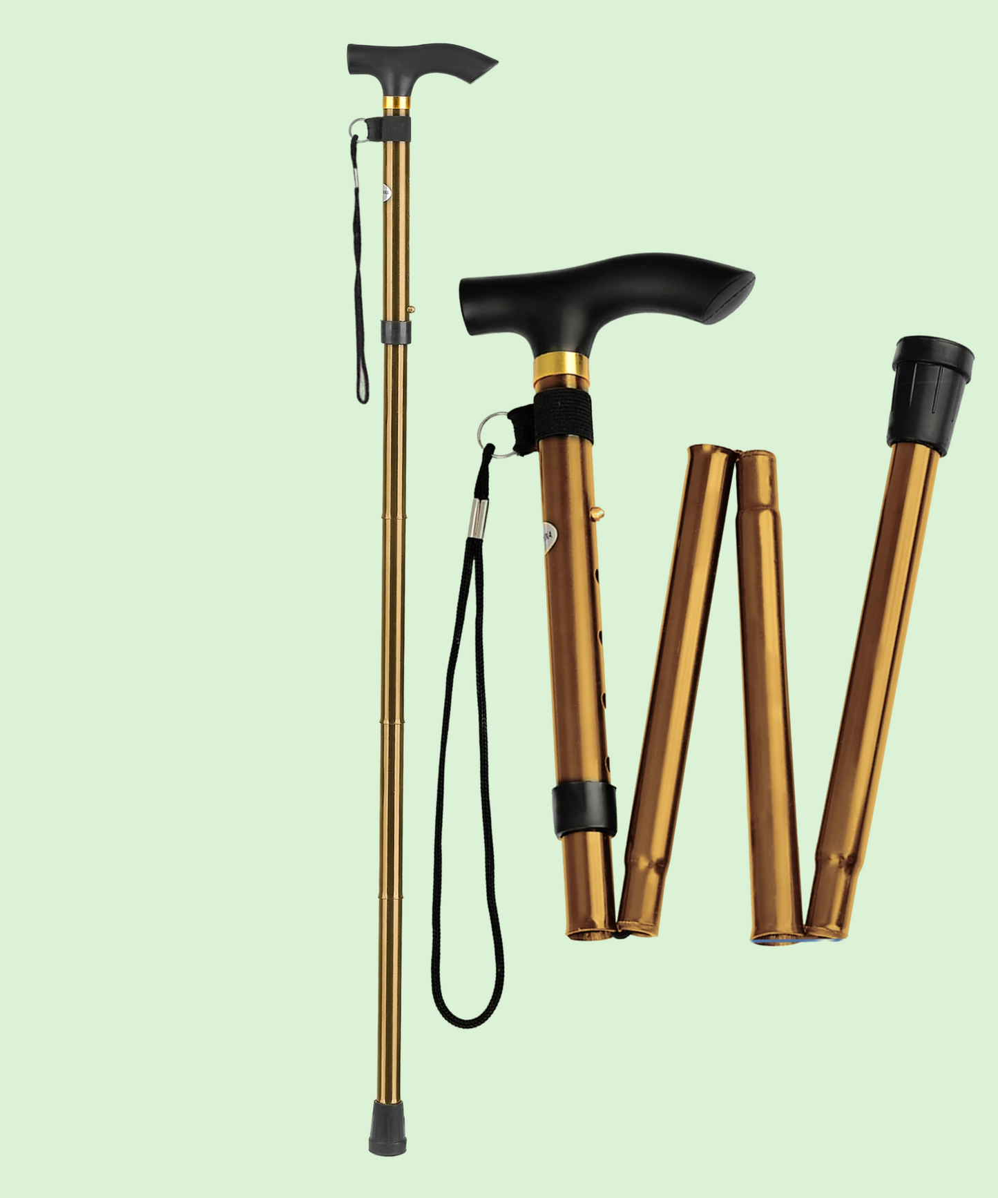 Foldable Walking Stick Golden Color- For men Women